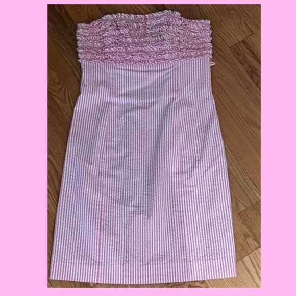 Lilly Pulitzer Pink Seersucker Strapless Mini Dress Size 6 - Picture 1 of 1